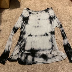 Tie Dye Cold Shoulder Long Sleeve Shirt